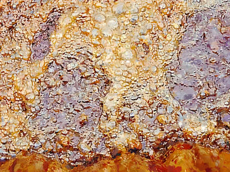 Aeration system at the wastewater treatment plant create thick brown foam. Active bubbling. Watercolor paint.の写真素材