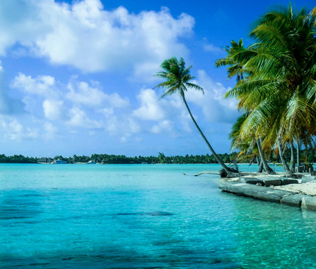 beautiful sea of Polynesia, lots of sun and relaxationの写真素材