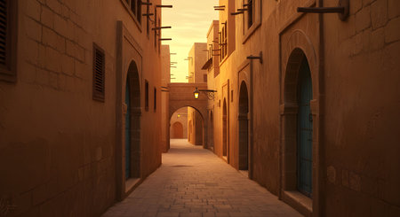Description:
AI generative image of a narrow alleyway in an old town during sunset, with warm tones and historical architecture. Perfect for travel, tourism, and cinematic.の素材