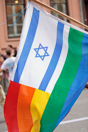 Israel Rainbow Flag on the Pride Paradeの写真素材