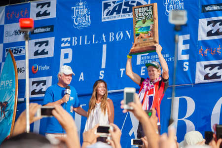 OAHU, HI - December 14, 2013: John John Florence, 2nd place in the Billabong Pipeline Masters Surf Contest on the North Shore of Hawaii.のeditorial素材
