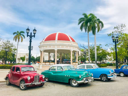HAVANA, CUBA - January 3, 2015: Old American car parked on the street in Havana.