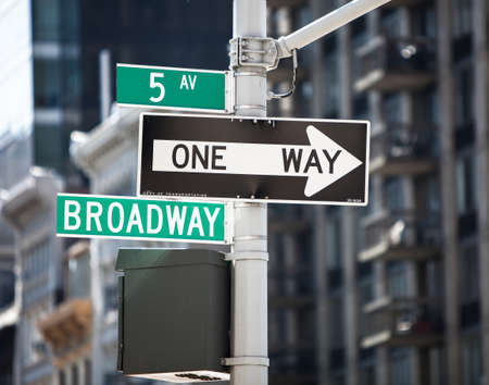MANHATTAN, NY - September 6, 2010: Broadway sign in New York City, USA on a sunny day.のeditorial素材