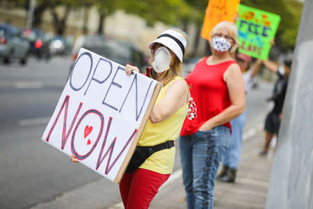 HONOLULU HAWAII: May 1st, 2020: ReOpen Hawaii Rally, Protests to reopen businesses during...