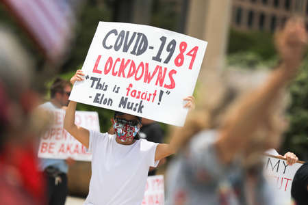 HONOLULU HAWAII: May 1st, 2020: ReOpen Hawaii Rally, Protests to reopen businesses during...