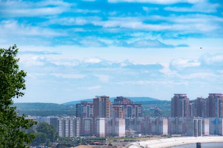 View of the city of Khabarovsk from the Spaso-Preobrazhensky Cathedral. Urban landscape.のeditorial素材