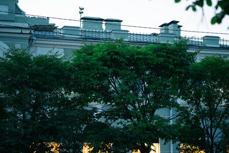 The streets of Khabarovsk in the evening.の写真素材