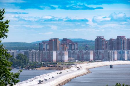 View of the city of Khabarovsk from the Spaso-Preobrazhensky Cathedral. Urban landscape.のeditorial素材