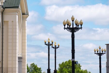 Spaso-Preobrazhensky Cathedral in Khabarovsk on the background of blue cloudy sky.のeditorial素材