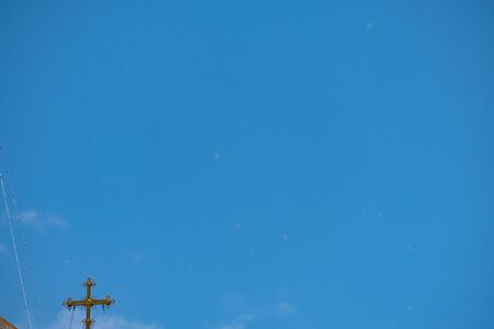 Spaso-Preobrazhensky Cathedral in Khabarovsk on the background of blue cloudy sky.のeditorial素材