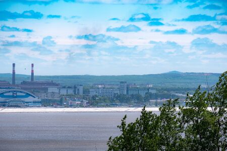 View of the city of Khabarovsk from the Spaso-Preobrazhensky Cathedral. Urban landscape.のeditorial素材