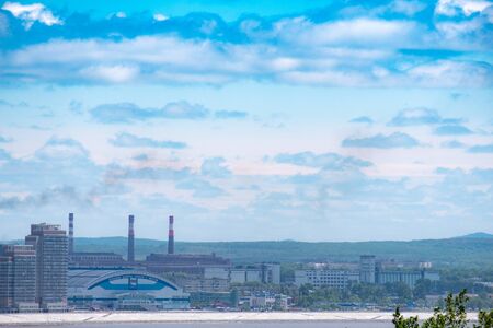 View of the city of Khabarovsk from the Spaso-Preobrazhensky Cathedral. Urban landscape.のeditorial素材