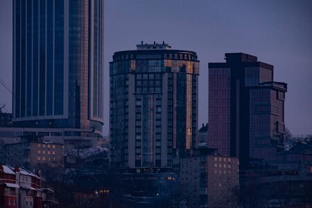 Vladivostok, Russia - Jan 09, 2020: View of the Golden horn bridge in winter. Russia. Vladivostokのeditorial素材