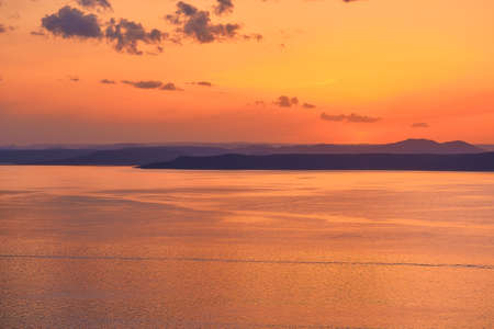 Vladivostok, Russia - Jun 11, 2020: view of the Amur Bay at sunset.の写真素材