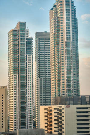 Manila, Philippines - Jan 31, 2020. View of Makati city during the day. Skyscrapers in clear Sunny weather.のeditorial素材