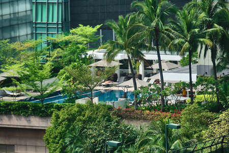 Manila, Philippines - Jan 31, 2020. View of Makati city during the day. Skyscrapers in clear Sunny weather.のeditorial素材