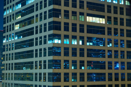 View of the night city of Makati. Skyscrapers with lights.の写真素材