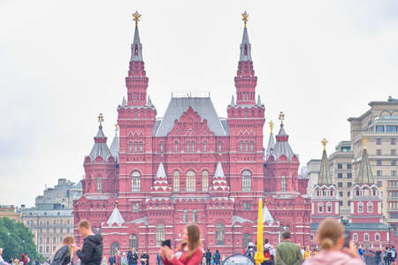 Moscow, Russia - May 27, 2021: View of the Red Square and the Kremlin on a cloudy spring day.のeditorial素材