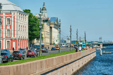 Saint-Petersburg, Russia - Jun 07, 2021: Bolshaya Neva Embankment.のeditorial素材