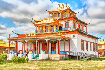 IVOLGINSKY DATSAN, BURYATIA, SIBERIA, RUSSIA - MARCH 24, 2018: monastery is the Buddhist Temple located near Ulan-Ude city.のeditorial素材