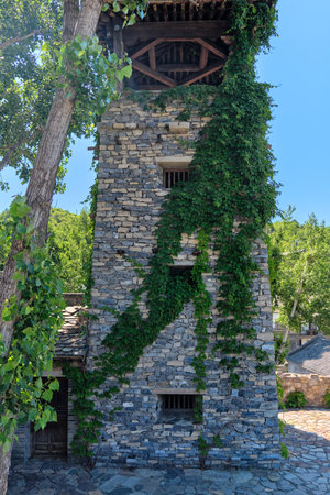 The ancient water town of Gubei near the site of the Great Wall of Simatai on a clear summer day.の写真素材