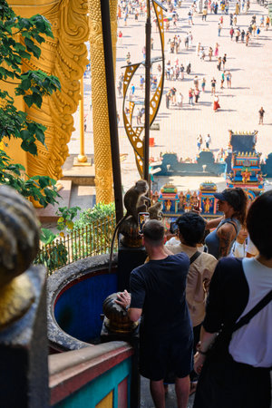 KUALA LUMPUR, MALAYSIA - DECEMBER 31, 2024: colored staircase to the caves of Batu