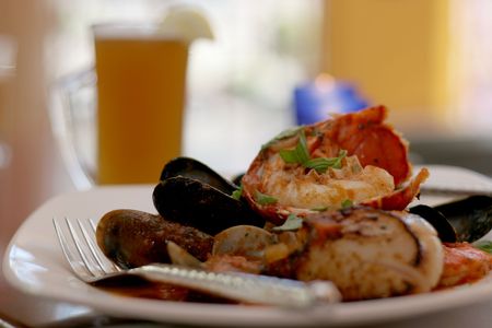 Lobster and mussel lunch