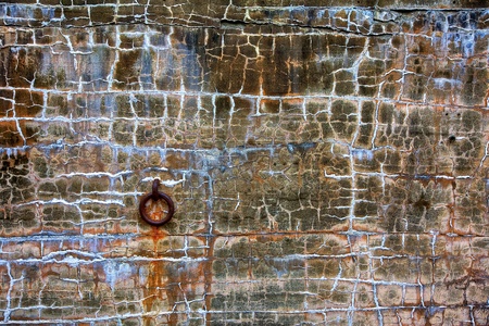 decaying contrete and iron wall at fortificationの写真素材