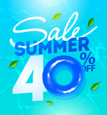 Off Summer Sale template poster, vector illustration. Water ripple background. Summer Sale posterのイラスト素材