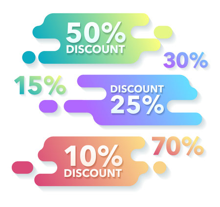 Sale and discounts banner illustration. Vector isolated set discount tags, banners, stickers, price signs, concept web sale banner.のイラスト素材