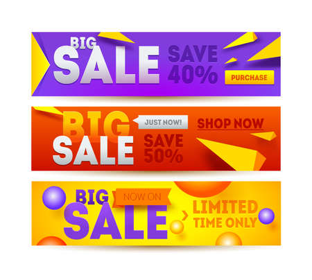 Big sale for website banner. Discount horizontal banner design. Sale and discounts. Vector illustrationのイラスト素材