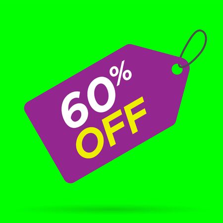 Discount label, tag. 60 percent off. For sales promotions. Vector illustration. Editableのイラスト素材