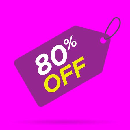 Discount label, tag. 80 percent off. For sales promotions. Vector illustration. Editableのイラスト素材