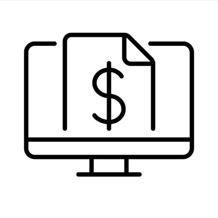 Salary, price. Online. Remote job, home office, work from home. Vector line icon. Editable illustration. Pictogram. Colored.のイラスト素材