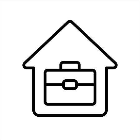 Remote job, home office, work from home. Vector line icon. Editable illustration. Pictogram.のイラスト素材