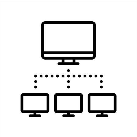 Network. Remote job, home office, work from home. Vector line icon. Editable illustration. Pictogram.のイラスト素材
