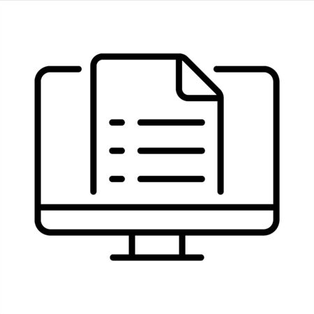 Online report. Remote job, home office, work from home. Vector line icon. Editable illustration. Pictogram. Colored.のイラスト素材