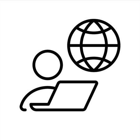 Remote job, home office, work from home. Vector line icon. Editable illustration. Pictogram.のイラスト素材