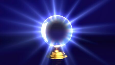 mystery crystal ball with lens flare background. Representing the mystery & fortune idea.の写真素材