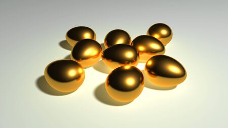 Gold in the eggs is representing the theme of finances, Savings and other investments graphic design or web design etc.の写真素材