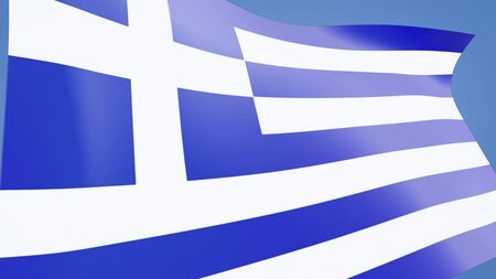 Greece flag in the clear blue skyの写真素材