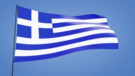 Greece flag in the clear blue skyの写真素材