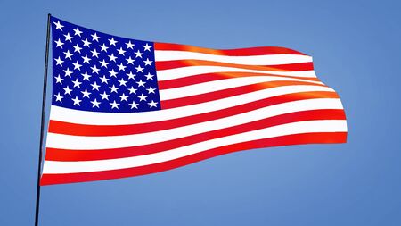 Usa flag in the clear blue skyの写真素材