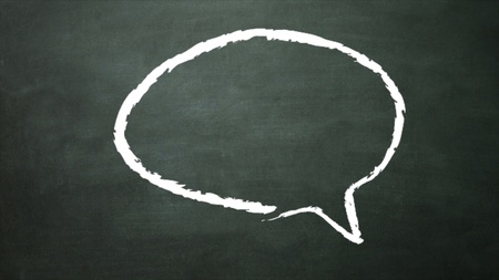 blackboard representing the conversation iconの写真素材