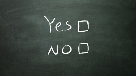 yes and no box is emptyの写真素材