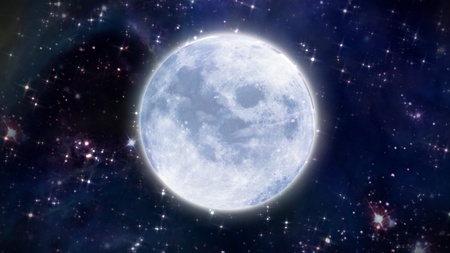 beautiful moon and star in the space の写真素材