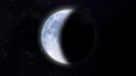 beautiful moon and star in the space の写真素材