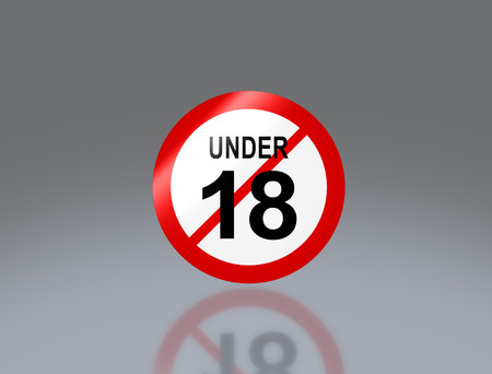the notice of  18 adult sign for teenager safety の写真素材