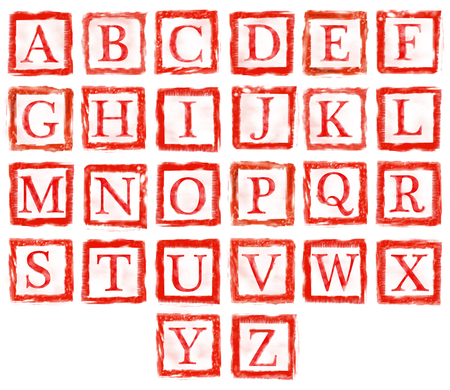 the collection of rubber stamp characters, can easy to combine the letter for various combination of word の写真素材