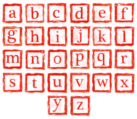 the collection of rubber stamp characters, can easy to combine the letter for various combination of word の写真素材
